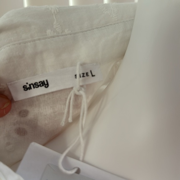 Sinsay White Cotton Midi Dress With Cutout Details Size Large - Picture 6 of 6